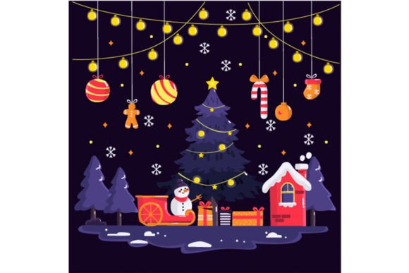Download Flat City Background with Christmas - Premium Bundle