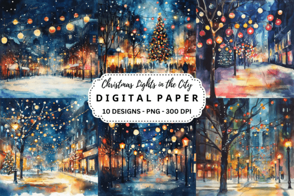 Download Christmas Lights in the City Background - Premium Bundle