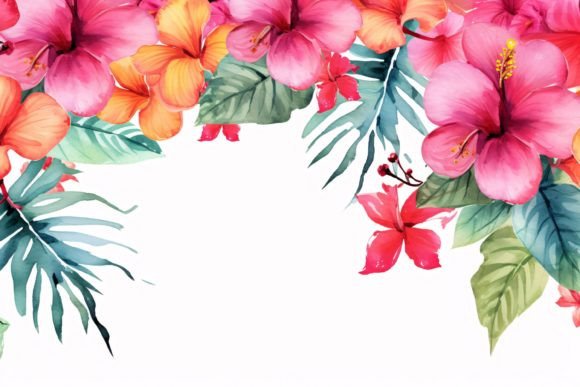Download Tropical Flowers Border Background - Border background Collection