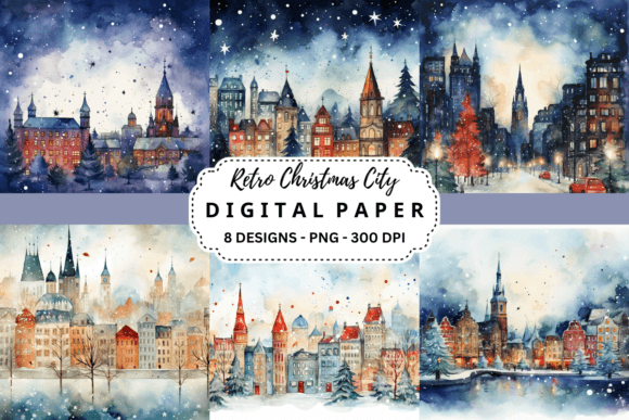 Download Retro Christmas City Background - Premium Resources